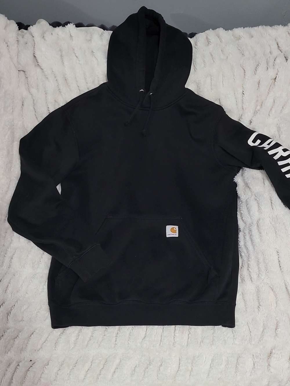 Carhartt Black Pullover Hoodie with Sleeve Logo